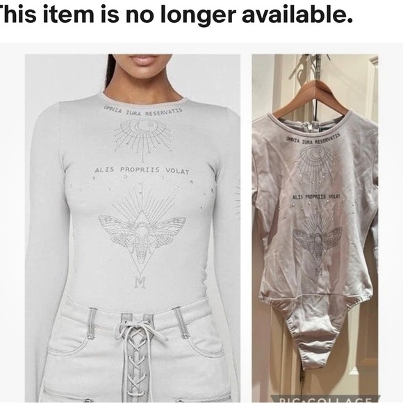 NWT Manière de voir,grey bodysuit graffiti embellished,alien,astrology , grunge - Picture 14 of 14